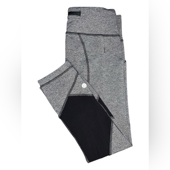 Lululemon Pace Rival Crop Leggings – Heathered Black/Grey – Size 4 - Picture 1 of 3